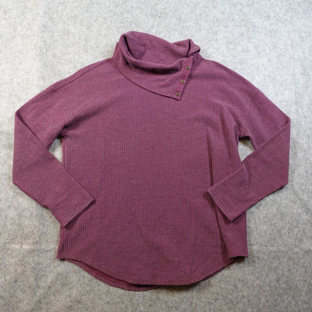 Lilla P Sweater Womens Large Sweatshirt Cowl Neck Purple Waffle Knit Pullover‎